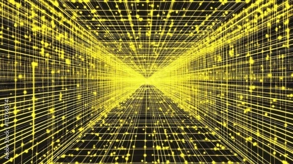 Fototapeta Abstract Digital Network Tunnel - Immersive Data Visualization