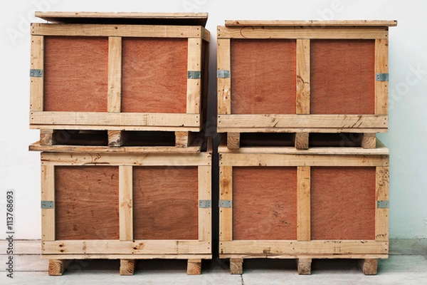 Fototapeta wood storage boxes front view