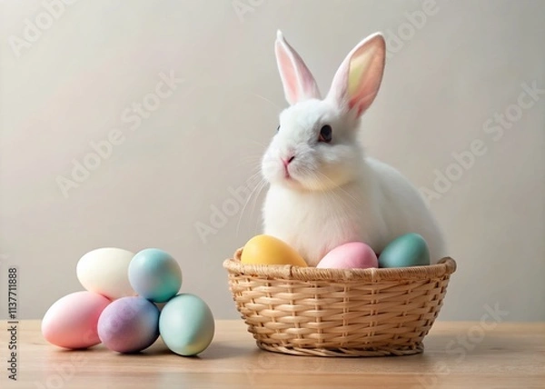 Fototapeta Minimalist Easter Bunny Basket Clipart - Simple Easter Bunny Illustration