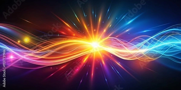 Obraz Vibrant Pulsating Energy Lines Creating Dynamic Visual Flow with Ample Copy Space for Text and Graphics in a Modern Abstract Style