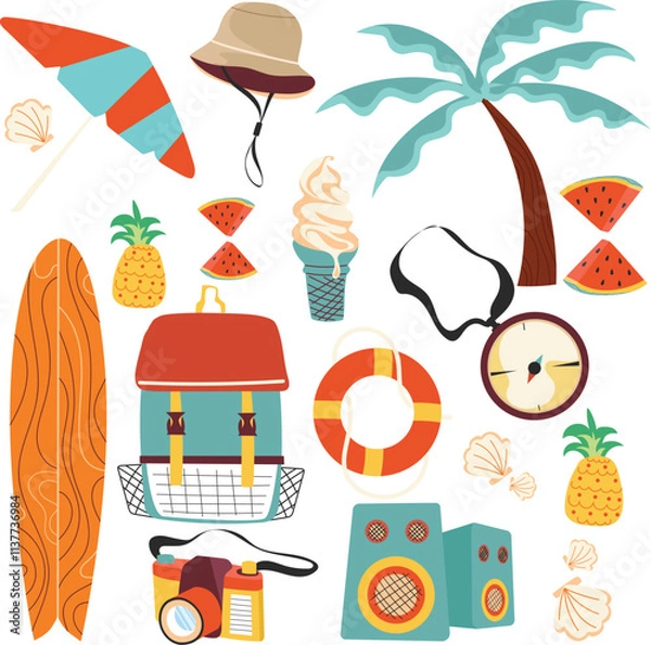 Fototapeta 
holiday theme pack elements