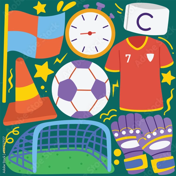 Obraz hand drawn football theme vector pack