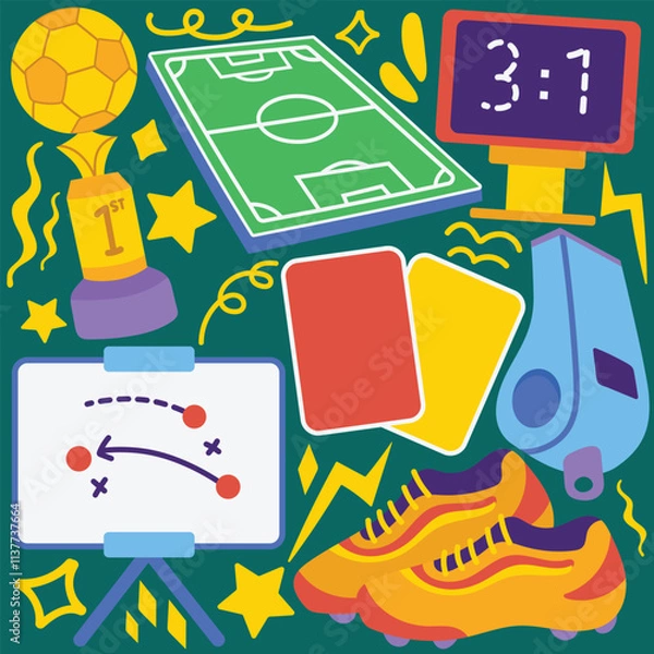 Fototapeta hand drawn football theme vector elements pack