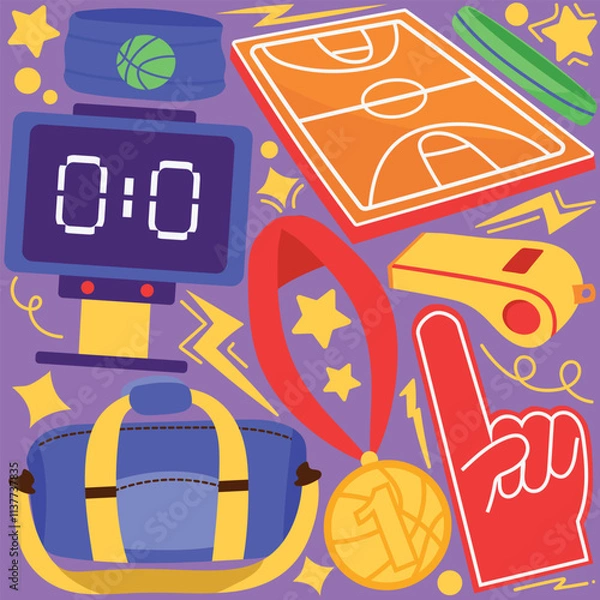 Fototapeta hand drawn basketball theme vector pack