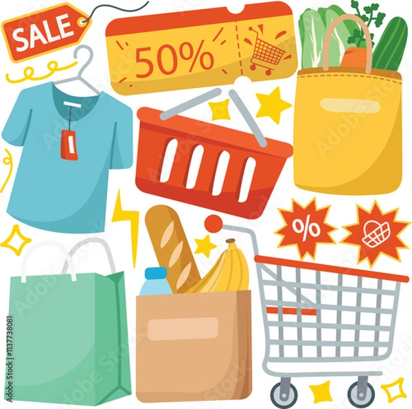 Fototapeta vector pack shop and discount elements