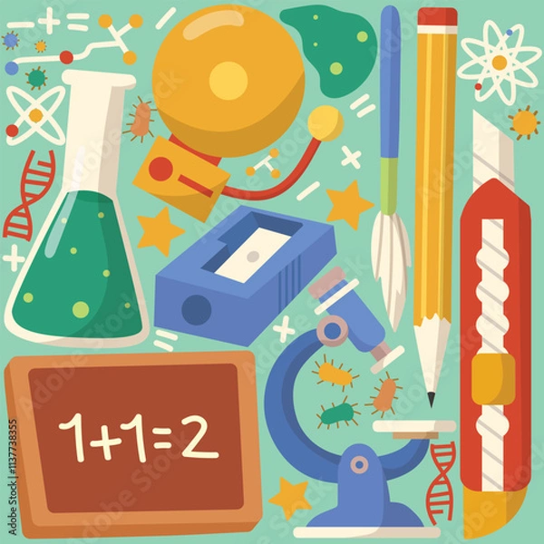 Fototapeta hand drawn school theme vector elements pack
