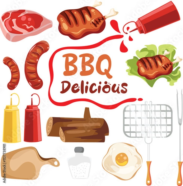 Fototapeta hand drawn barbecue theme vector pack