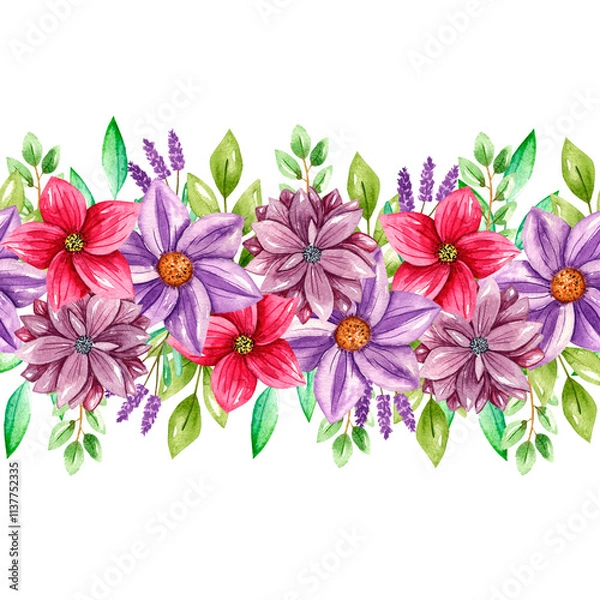 Obraz Watercolor seamless pattern of flowers