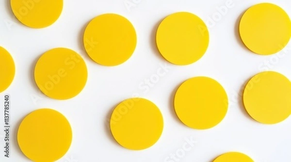 Fototapeta Round yellow stickers, blank. Generative AI