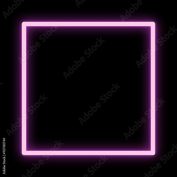 Obraz Neon vector frame pink square glowing.
