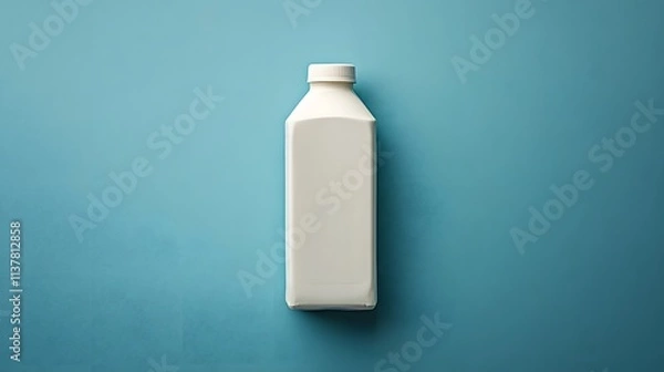 Obraz Milk Carton Mockup showcases a clean, minimalist design on a vibrant turquoise backdrop, emphasizing freshness and simplicity suitable for branding projects.