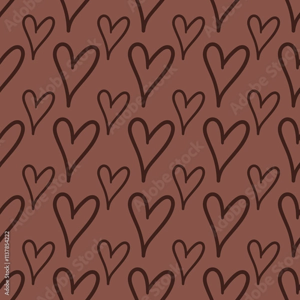 Fototapeta valentines day pattern seamless brown chocolate hearts 