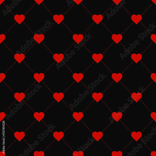 Obraz valentines day pattern seamless red hearts black 