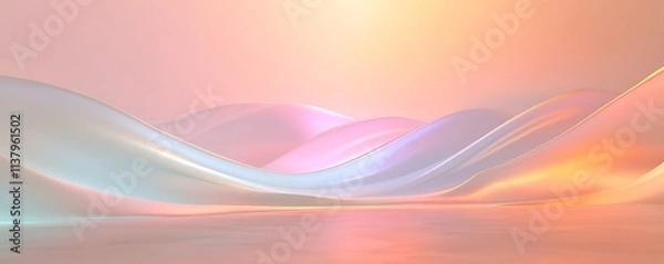 Fototapeta A smooth holographic gradient with soft pastel tones and an ethereal abstract glow