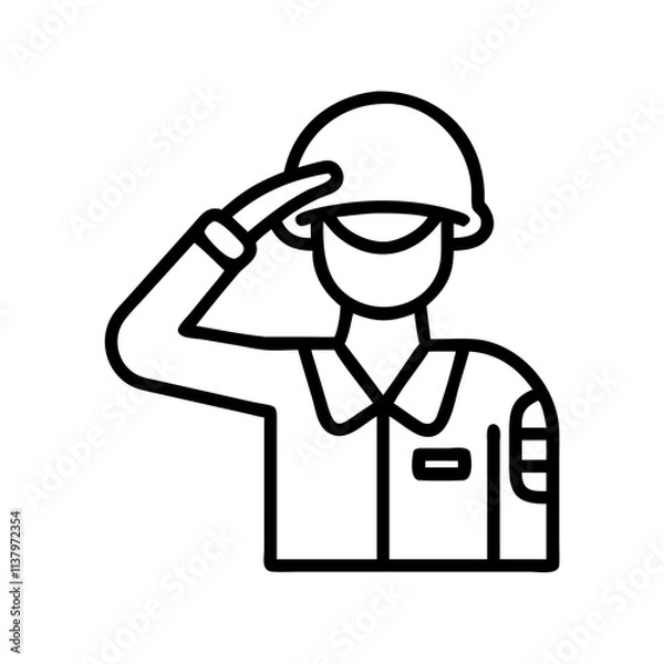 Fototapeta soldier s salute icon icon, veterans day icon line art, veterans icon  - simple black line art icon of soldier s salute icon, for veterans day celebrations. veterans vector art.