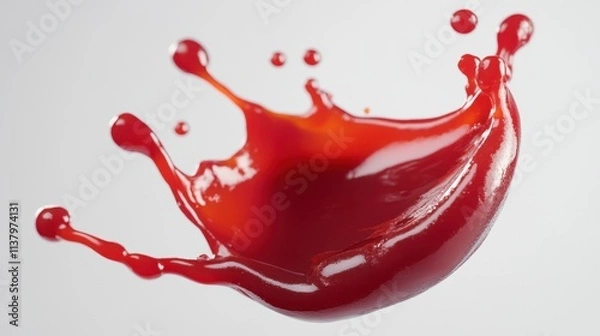 Obraz Dynamic Splash of Red Liquid, Ketchup or Sauce.