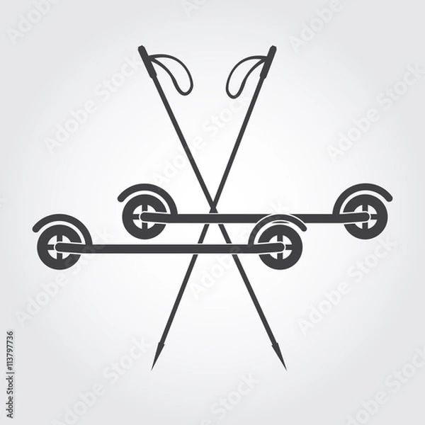 Fototapeta Roller skiing icon. Roller skiing Vector illustration.