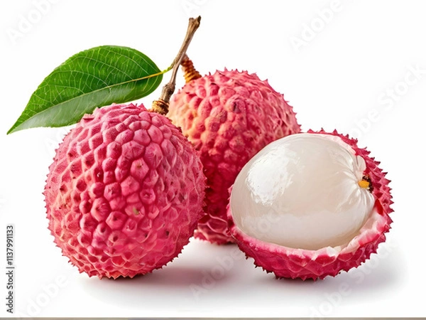 Fototapeta lychee isolated on white background