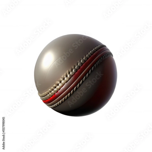 Fototapeta A realistic 3D render of a cricket ball showcasing intricate details like stitching and shine, suitable for sports graphics.