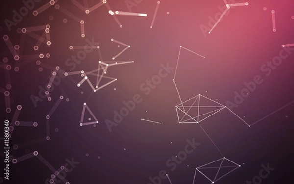 Fototapeta Abstract polygonal space low poly dark background, 3d rendering
