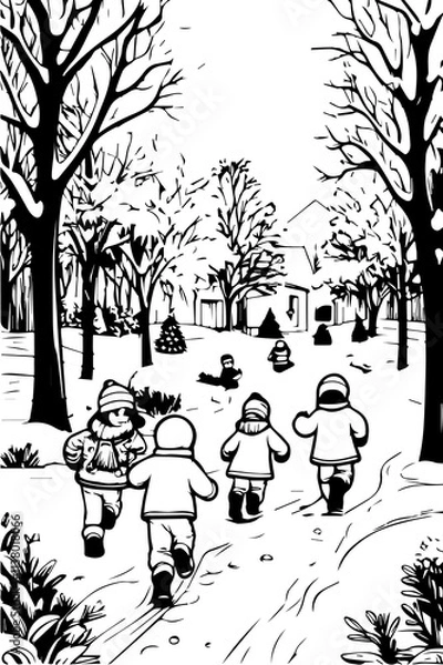 Obraz Children playing in the forest at Christmas
