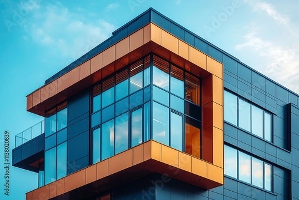 Fototapeta Modern Office Building with Unique Architecture Elements