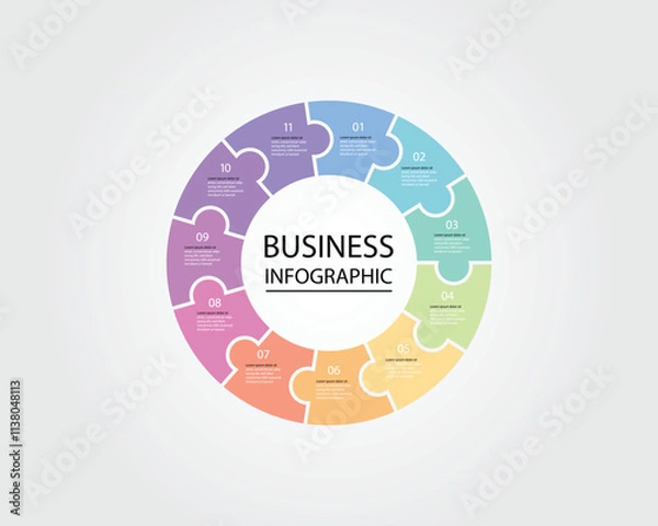 Obraz Business Infographic modern design template for banners and infographics for 11 jigsaw circle step 