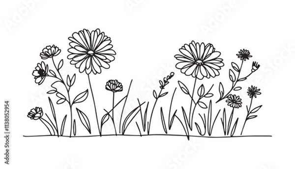 Fototapeta Continuous one single minimal line drawing flower
