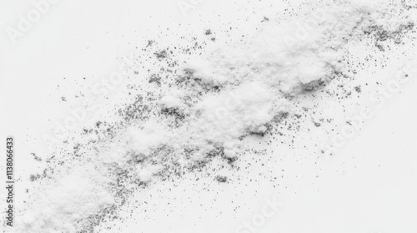 Fototapeta Sugar and salt powder, snow dust, white flour splashes. Texture of splatter of sand, salt crystal or sugar granules isolated on transparent background, vector realistic illustration