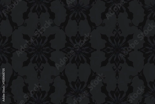 Fototapeta Dark Damask Elegance: A seamless pattern of sophisticated dark gray damask design. Perfect for adding a touch of luxury and mystery. 