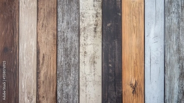 Fototapeta Old wooden boards creating a rustic background texture for design and decoration purposes.