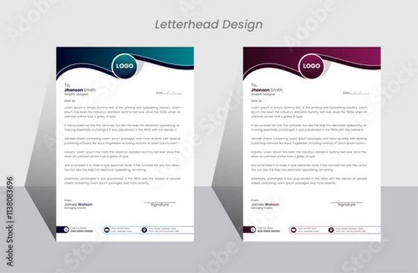 Obraz  Professional company letterhead template, creating a professional appearance with basic letterhead.

