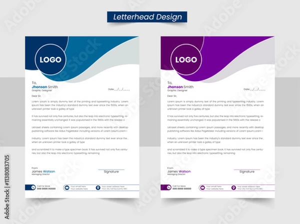 Fototapeta  Professional company letterhead template, creating a professional appearance with basic letterhead.
