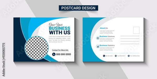 Fototapeta Business postcard design template. Incredible and trendy postcard design.
