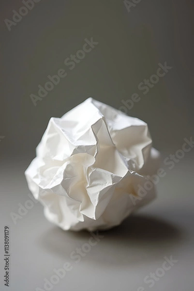 Obraz A crumpled paper ball is used in a creative brainstorming session for innovative business ideas at home._00001_