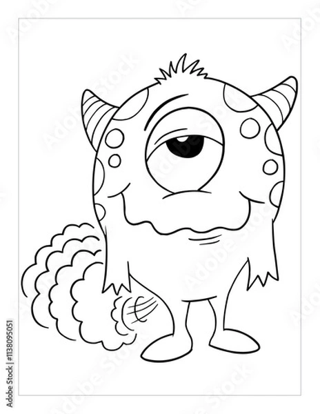 Obraz Farting Monster Coloring Page Vector Illustration Art