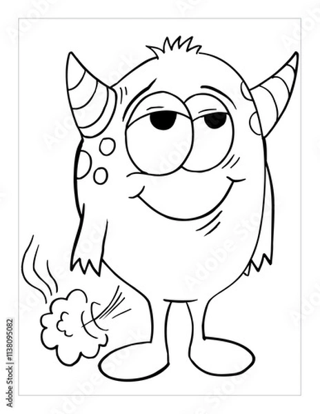 Obraz Farting Monster Coloring Page Vector Illustration Art