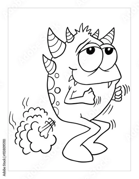 Obraz Farting Monster Coloring Page Vector Illustration Art