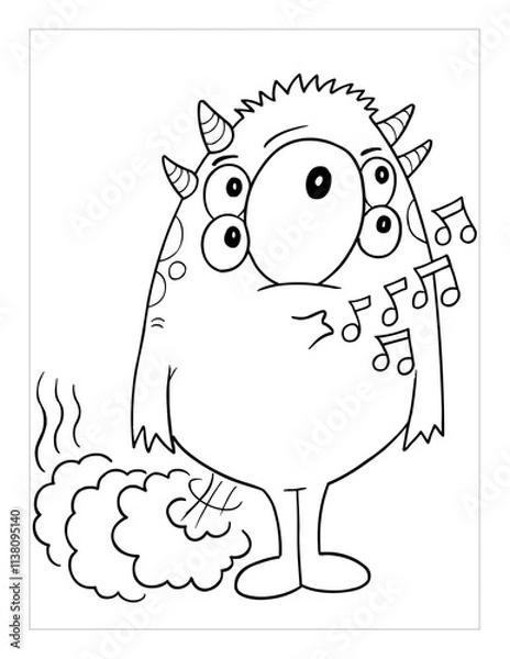 Obraz Farting Monster Coloring Page Vector Illustration Art