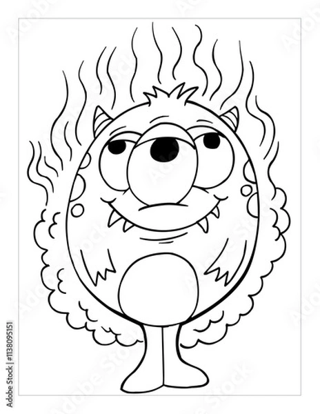 Obraz Farting Monster Coloring Page Vector Illustration Art