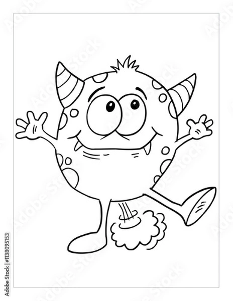 Obraz Farting Monster Coloring Page Vector Illustration Art