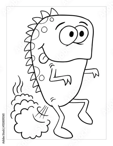 Obraz Farting Monster Coloring Page Vector Illustration Art