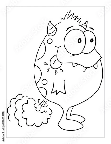 Obraz Farting Monster Coloring Page Vector Illustration Art