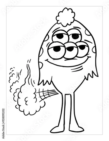 Obraz Farting Monster Coloring Page Vector Illustration Art