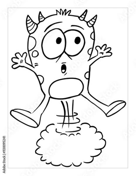 Obraz Farting Monster Coloring Page Vector Illustration Art