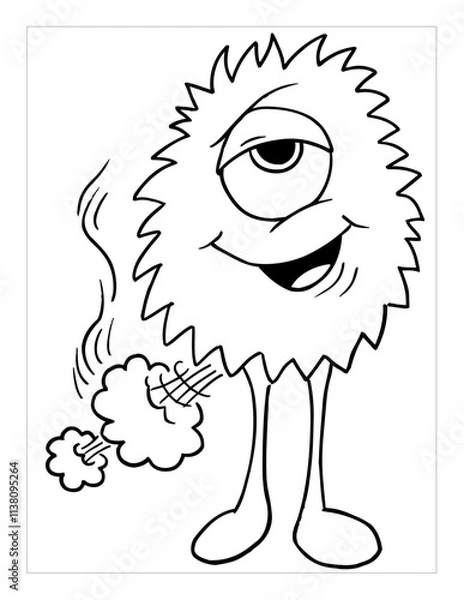 Obraz Farting Monster Coloring Page Vector Illustration Art