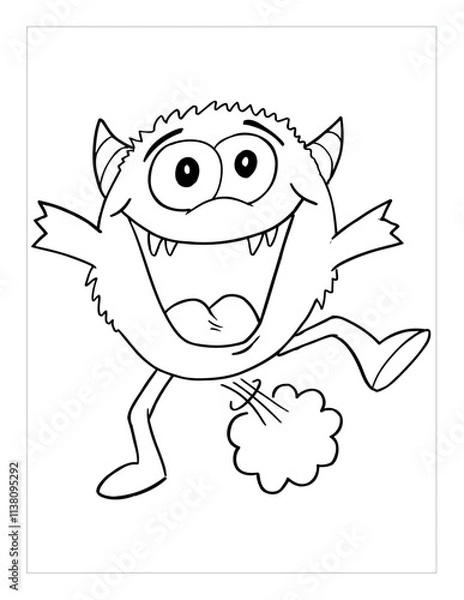 Obraz Farting Monster Coloring Page Vector Illustration Art
