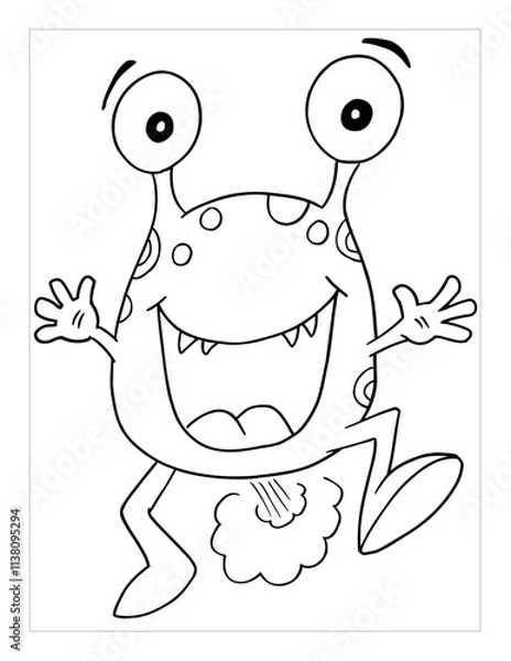 Obraz Farting Monster Coloring Page Vector Illustration Art
