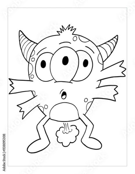 Obraz Farting Monster Coloring Page Vector Illustration Art