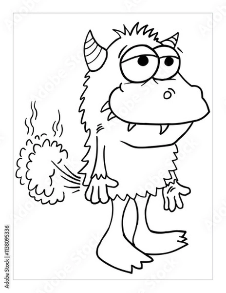 Obraz Farting Monster Coloring Page Vector Illustration Art